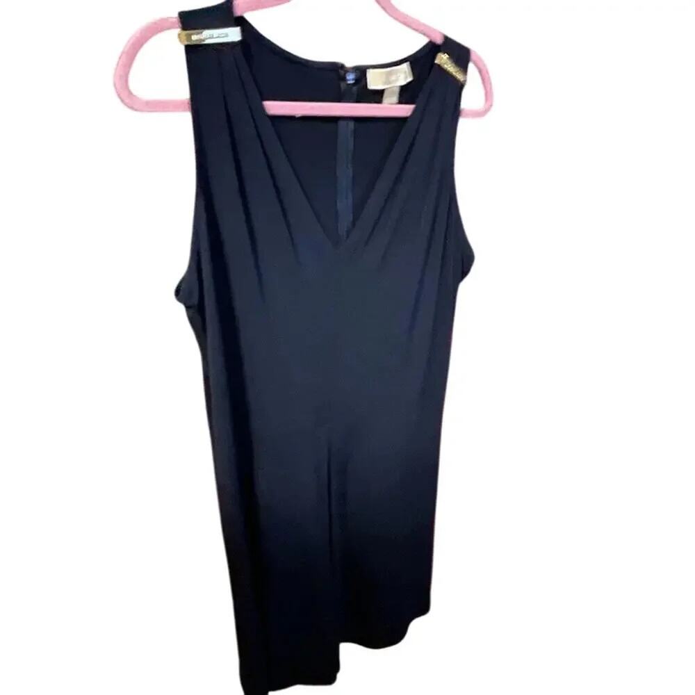 Michael Kors A-Line Sleeveless Dress - Gold Shoulder Buckler - EUC